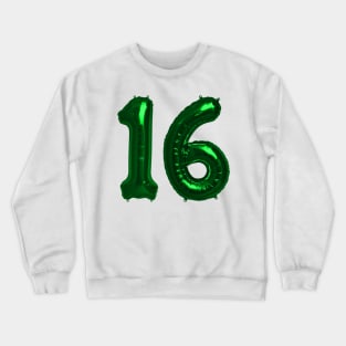 Bright Green 16th Birthday Metallic Helium Balloons Numbers Crewneck Sweatshirt